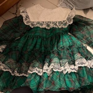 Marthas miniature Plaid Dress with Lace Details